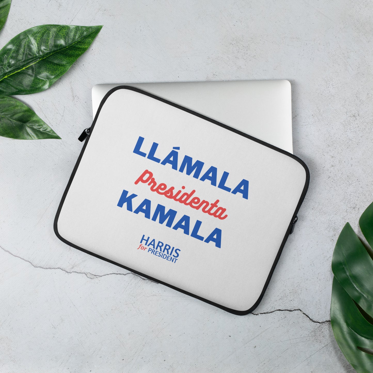 "Llámala Presidenta Kamala" Llamala Kamala White Laptop Sleeve – Available in 13" and 15"