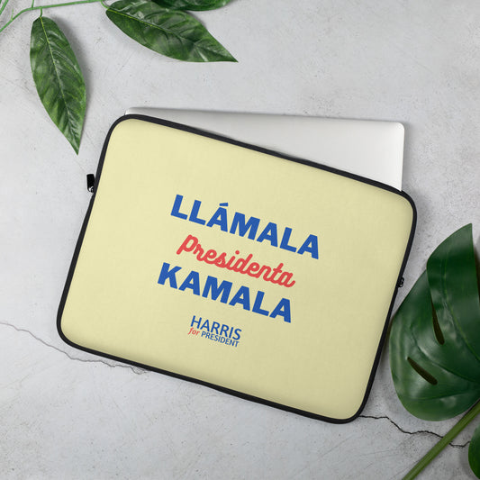 "Llámala Presidenta Kamala" Light Yellow Laptop Sleeve – Available in 13" and 15"