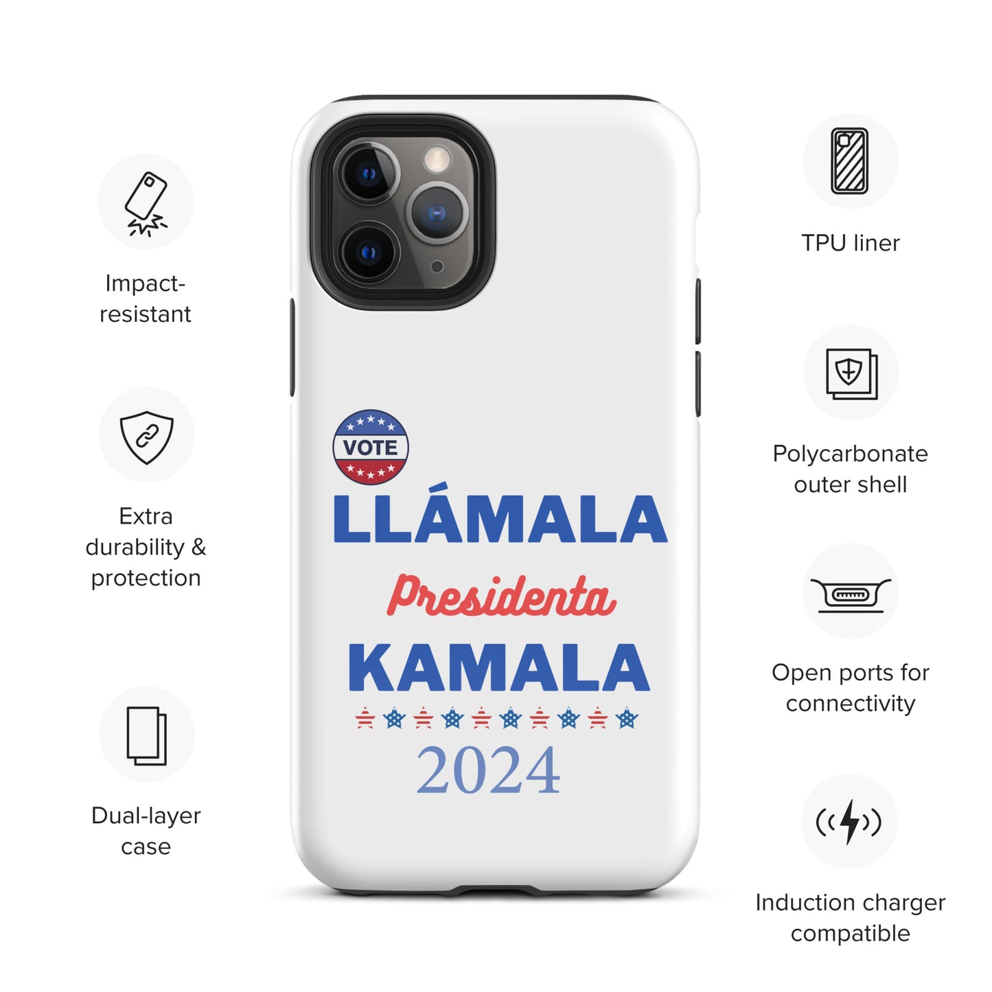 Llámala Presidenta Kamala - Tough Case for iPhone® in White Glossy or Matte