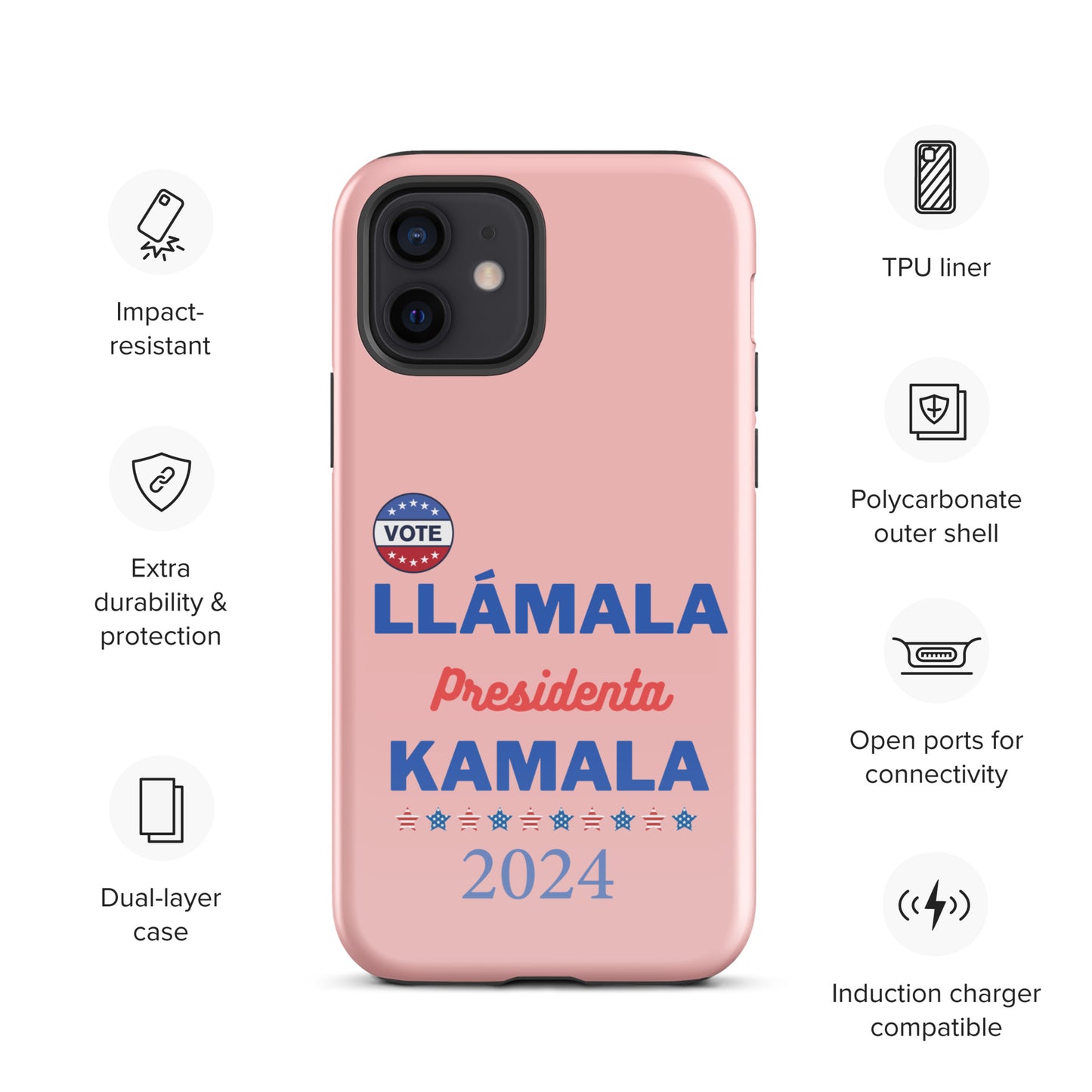 Llámala Presidenta Kamala - Tough Case for iPhone® in Pink - Glossy or Matte - Wireless Charging Compatible