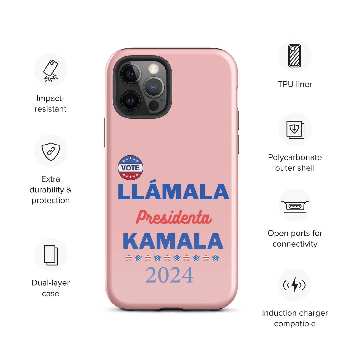 Llámala Presidenta Kamala - Tough Case for iPhone® in Pink - Glossy or Matte - Wireless Charging Compatible