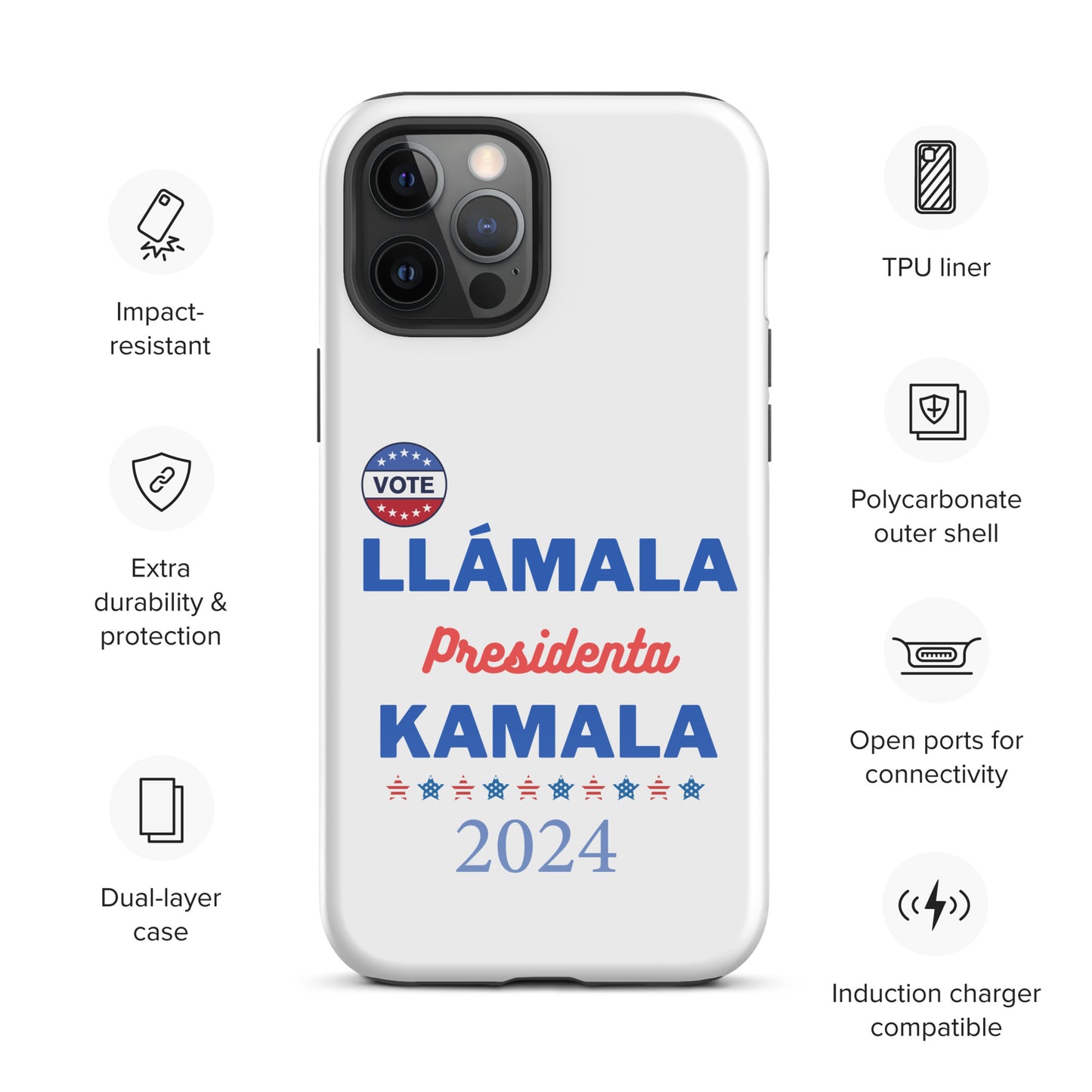 Llámala Presidenta Kamala - Tough Case for iPhone® in White Glossy or Matte