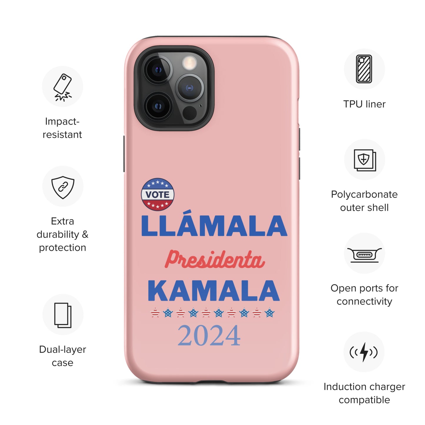 Llámala Presidenta Kamala - Tough Case for iPhone® in Pink - Glossy or Matte - Wireless Charging Compatible