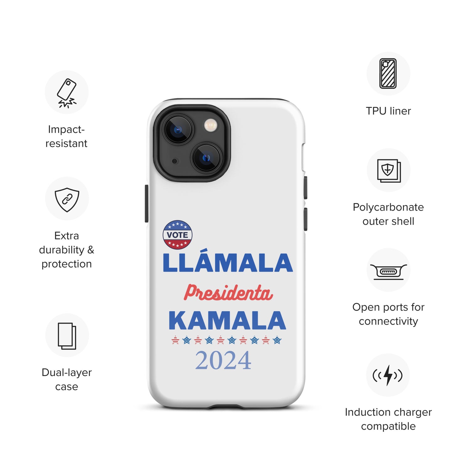 Llámala Presidenta Kamala - Tough Case for iPhone® in White Glossy or Matte