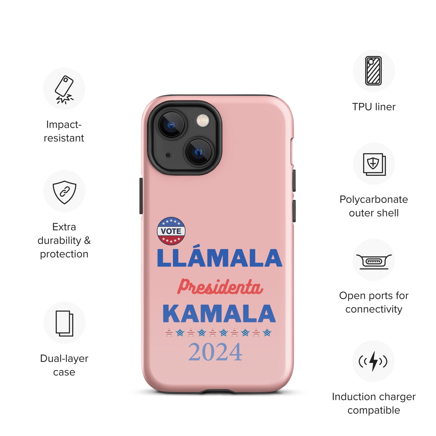 Llámala Presidenta Kamala - Tough Case for iPhone® in Pink - Glossy or Matte - Wireless Charging Compatible