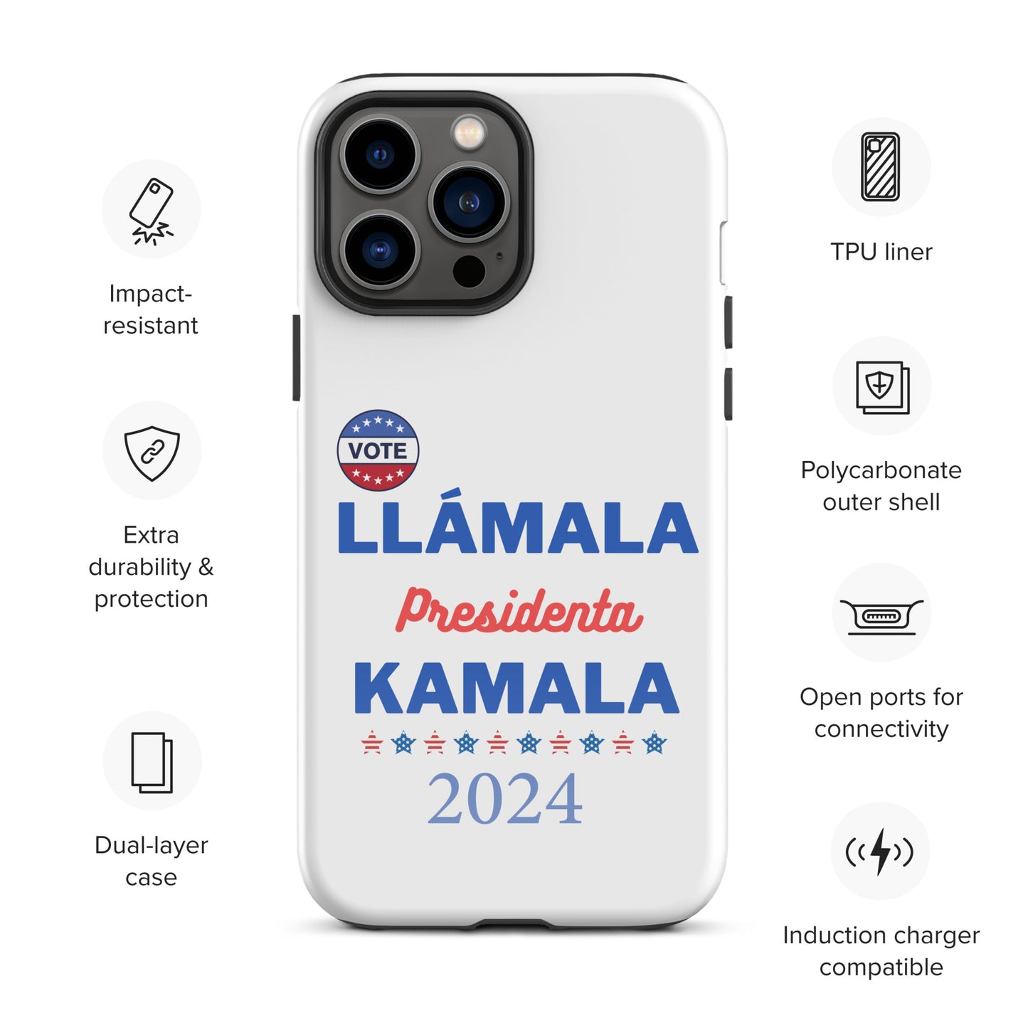 Llámala Presidenta Kamala - Tough Case for iPhone® in White Glossy or Matte