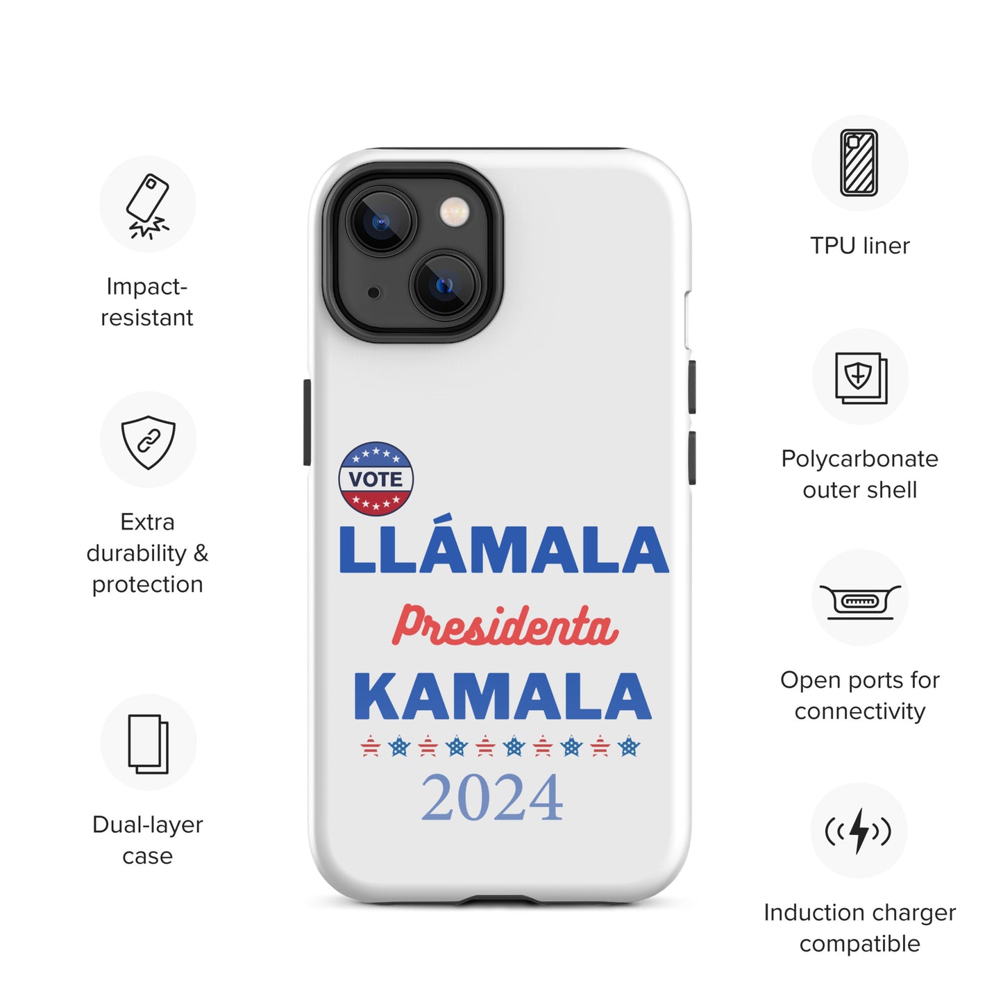 Llámala Presidenta Kamala - Tough Case for iPhone® in White Glossy or Matte