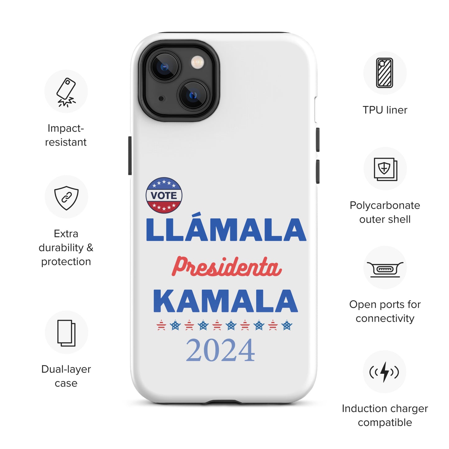 Llámala Presidenta Kamala - Tough Case for iPhone® in White Glossy or Matte