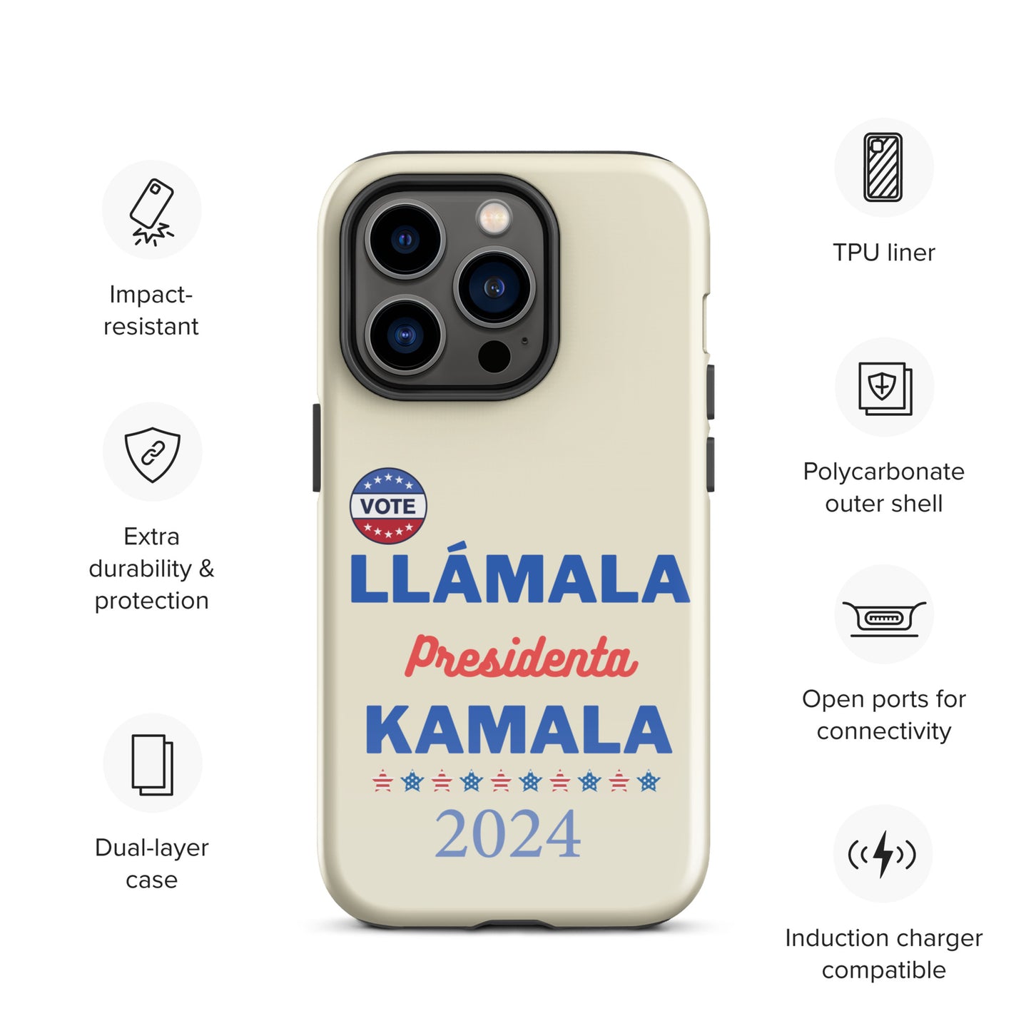 Llámala Presidenta Kamala iPhone Case - Stylish & Durable Dual-Layer Protection