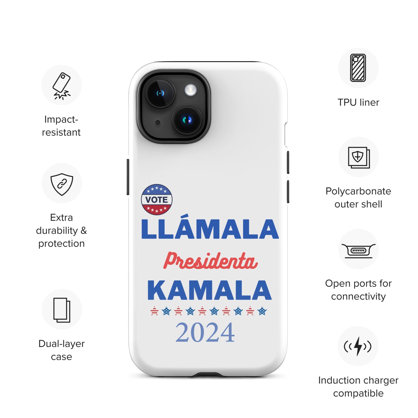 Llámala Presidenta Kamala - Tough Case for iPhone® in White Glossy or Matte