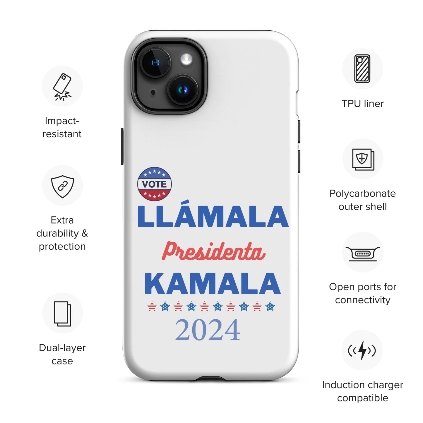 Llámala Presidenta Kamala - Tough Case for iPhone® in White Glossy or Matte