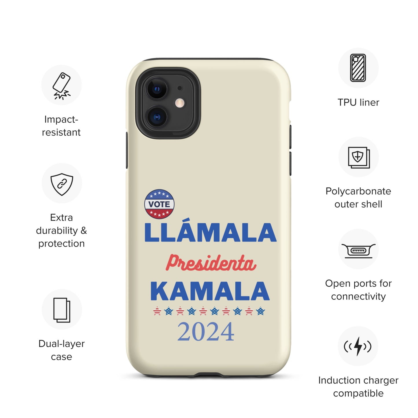 Llámala Presidenta Kamala iPhone Case - Stylish & Durable Dual-Layer Protection