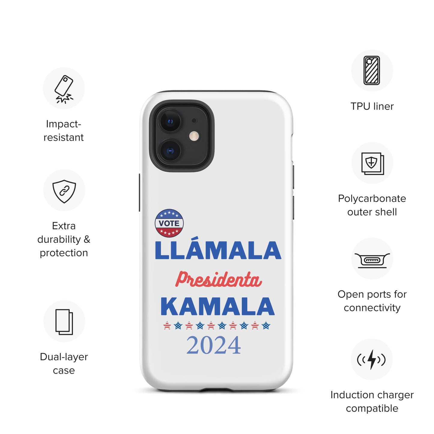 Llámala Presidenta Kamala - Tough Case for iPhone® in White Glossy or Matte