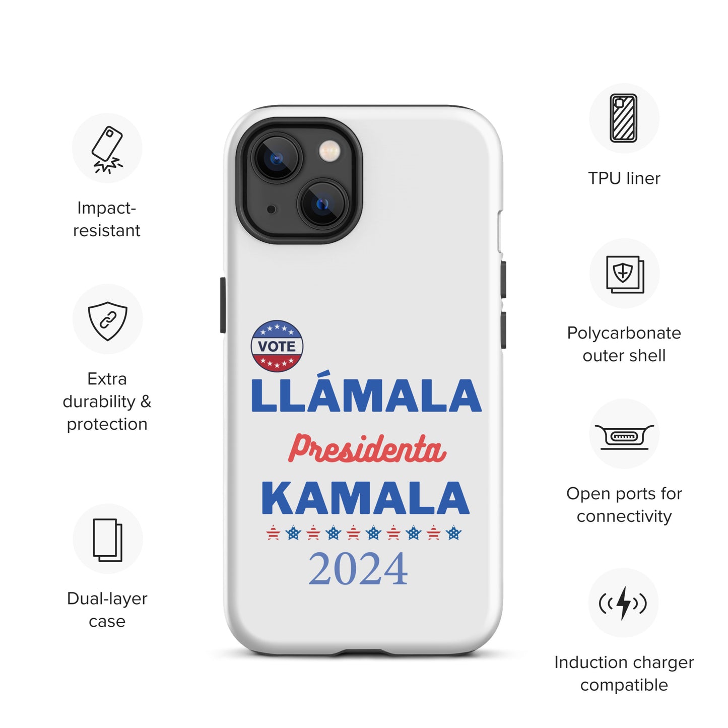 Llámala Presidenta Kamala - Tough Case for iPhone® in White Glossy or Matte