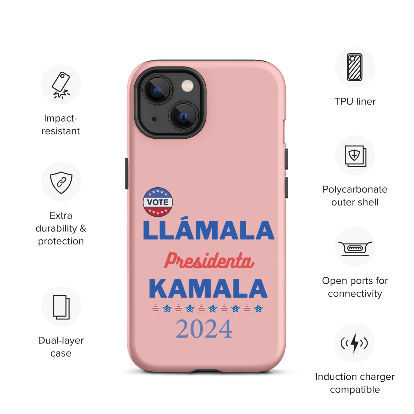 Llámala Presidenta Kamala - Tough Case for iPhone® in Pink - Glossy or Matte - Wireless Charging Compatible