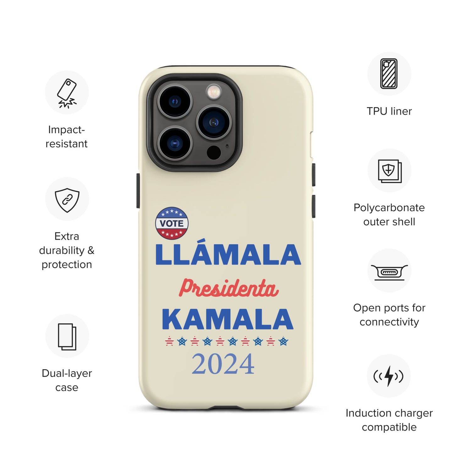 Llámala Presidenta Kamala iPhone Case - Stylish & Durable Dual-Layer Protection