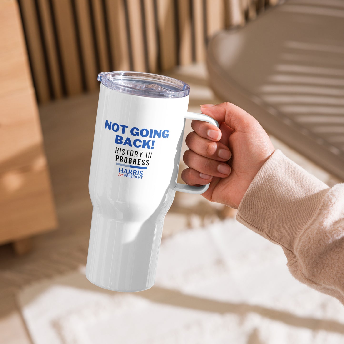 Not Going Back! | History in Progress | Harris for President - Travel mug with a handle 25 oz (739 ml)