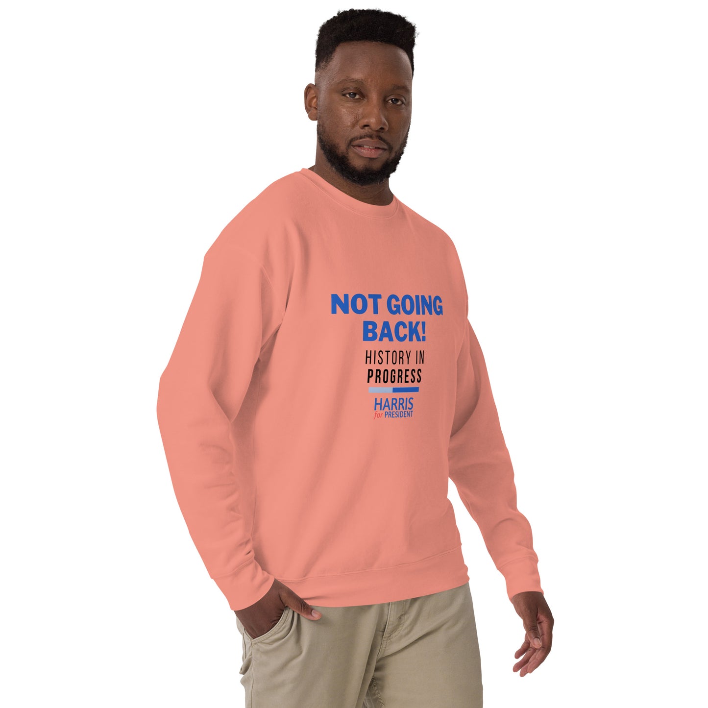 Not Going Back! | History in Progress | Harris for President - Unisex Premium Sweatshirt