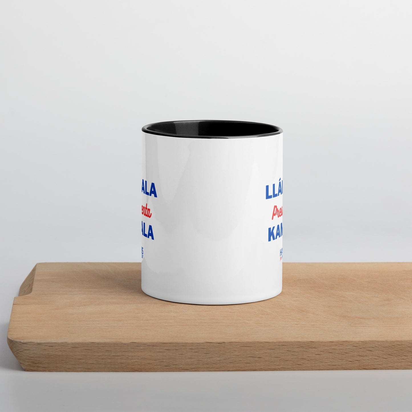 "Llámala Presidenta Kamala" Kamala Harris 2024 President Mug with Colorful Interior - White Ceramic Coffee Mug Dishwasher and Microwave Safe