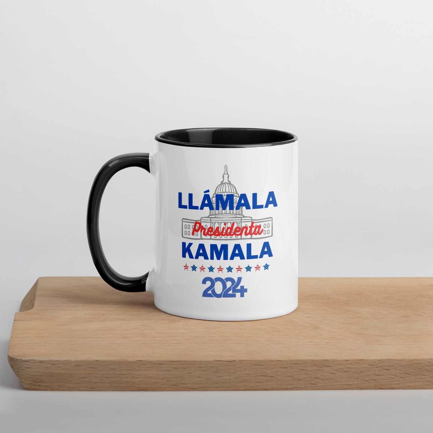 "Llámala Presidenta Kamala" White House 2024 Kamala Harris 2024 President Mug with Colorful Interior - White Ceramic Coffee Mug Dishwasher and Microwave Safe