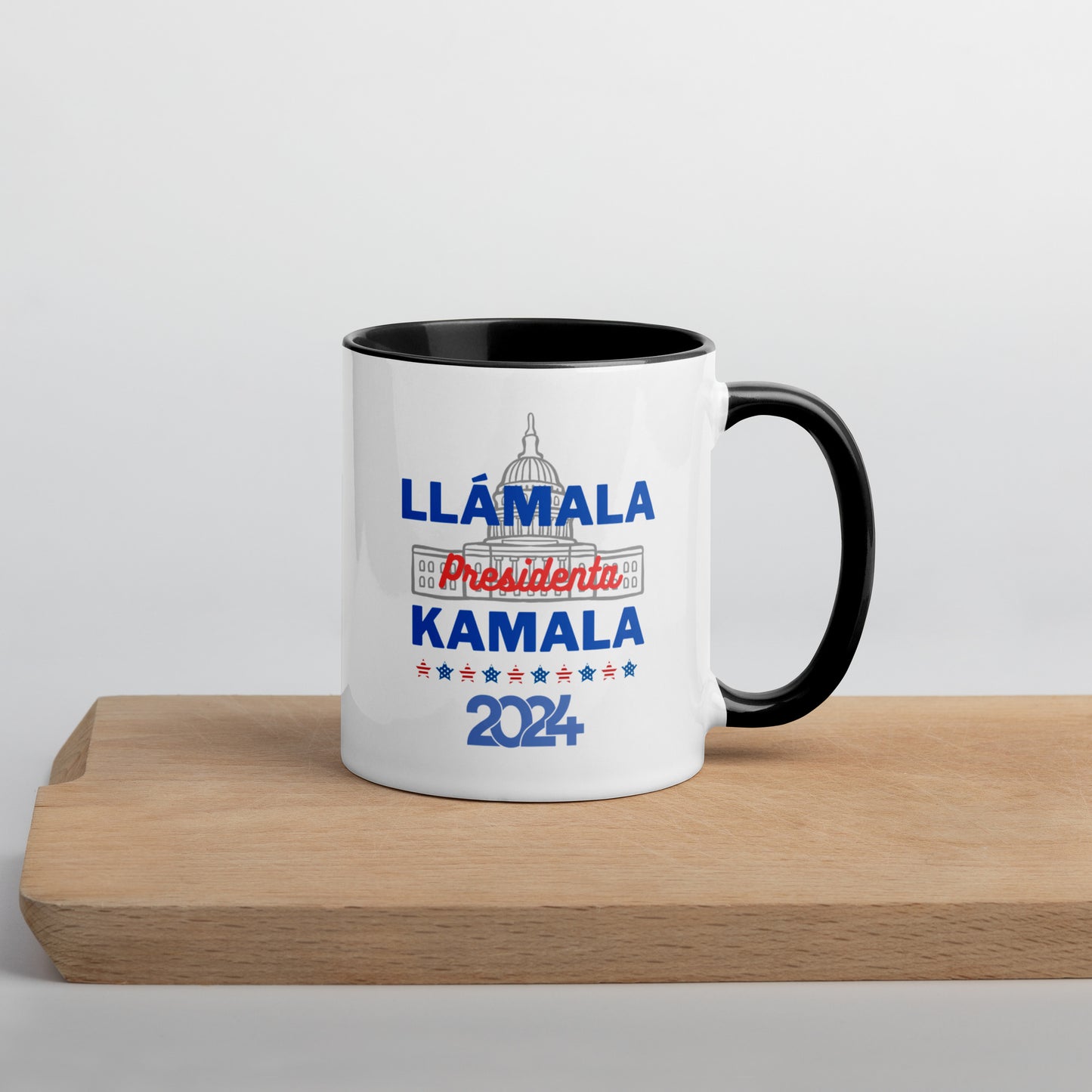 "Llámala Presidenta Kamala" White House 2024 Kamala Harris 2024 President Mug with Colorful Interior - White Ceramic Coffee Mug Dishwasher and Microwave Safe