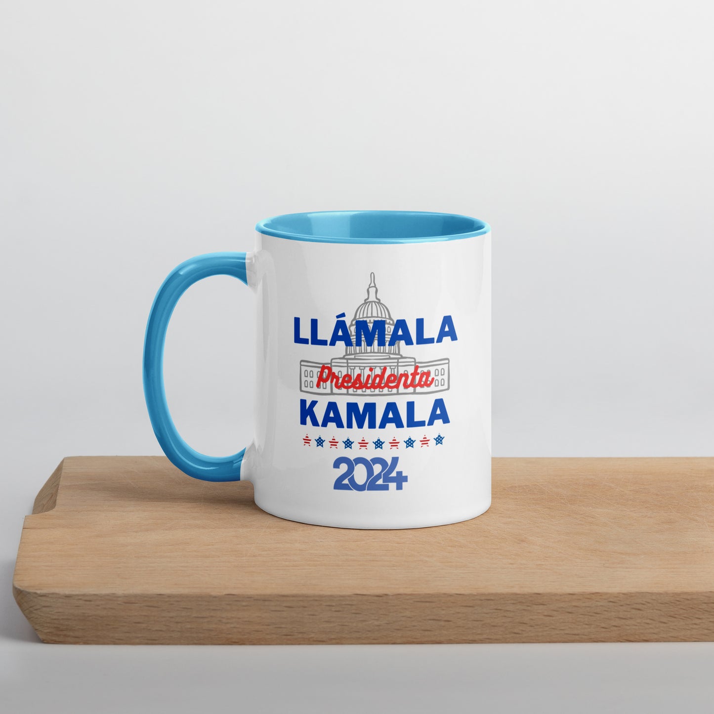 "Llámala Presidenta Kamala" White House 2024 Kamala Harris 2024 President Mug with Colorful Interior - White Ceramic Coffee Mug Dishwasher and Microwave Safe