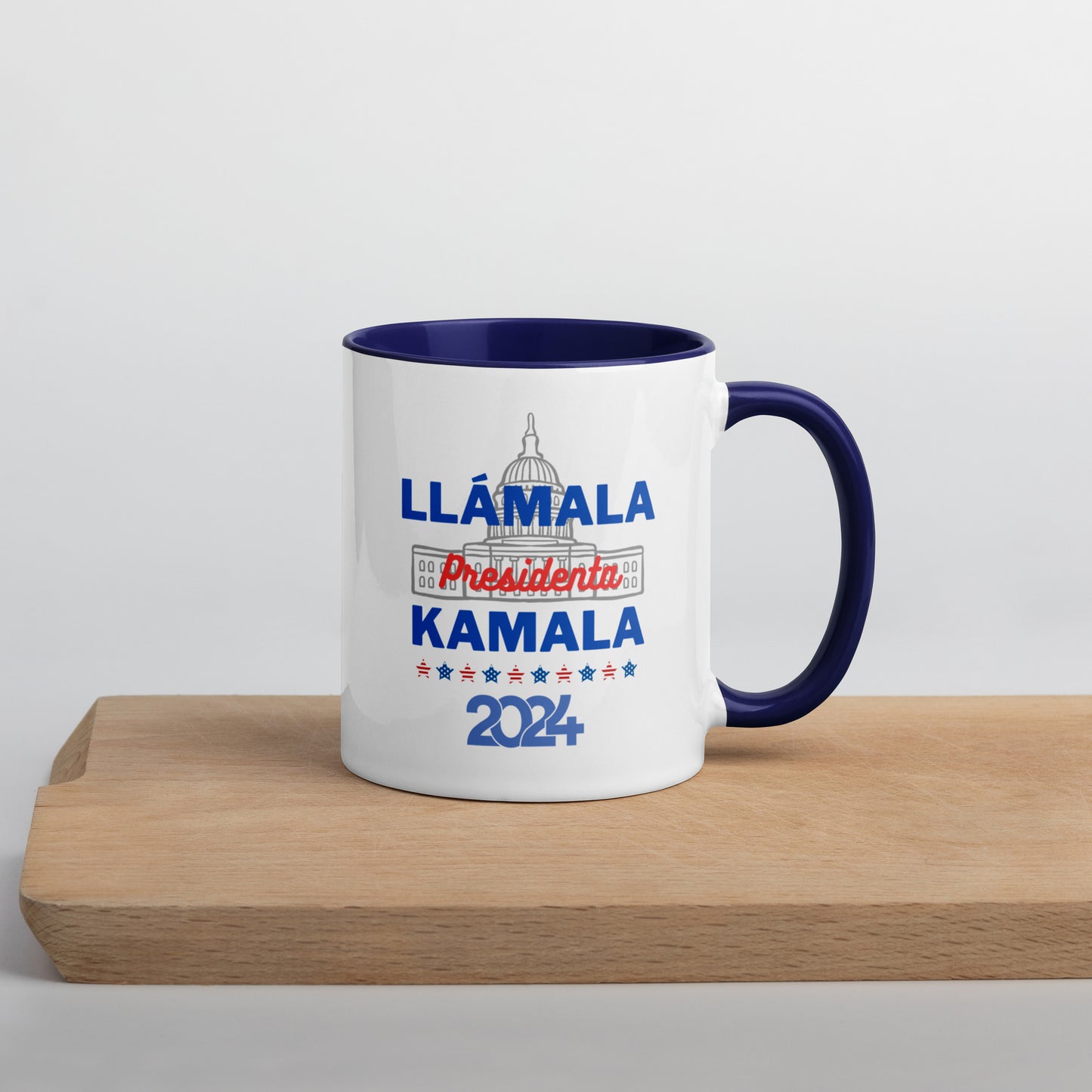 "Llámala Presidenta Kamala" White House 2024 Kamala Harris 2024 President Mug with Colorful Interior - White Ceramic Coffee Mug Dishwasher and Microwave Safe