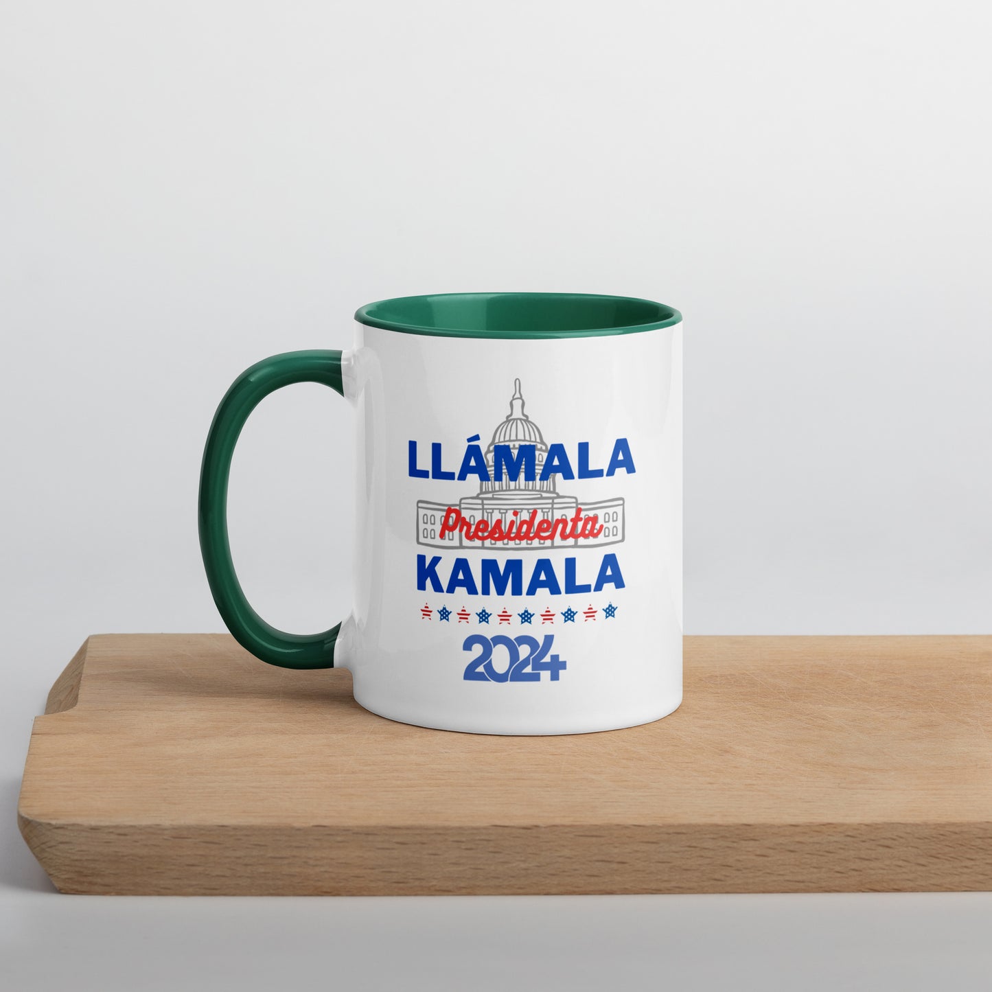 "Llámala Presidenta Kamala" White House 2024 Kamala Harris 2024 President Mug with Colorful Interior - White Ceramic Coffee Mug Dishwasher and Microwave Safe