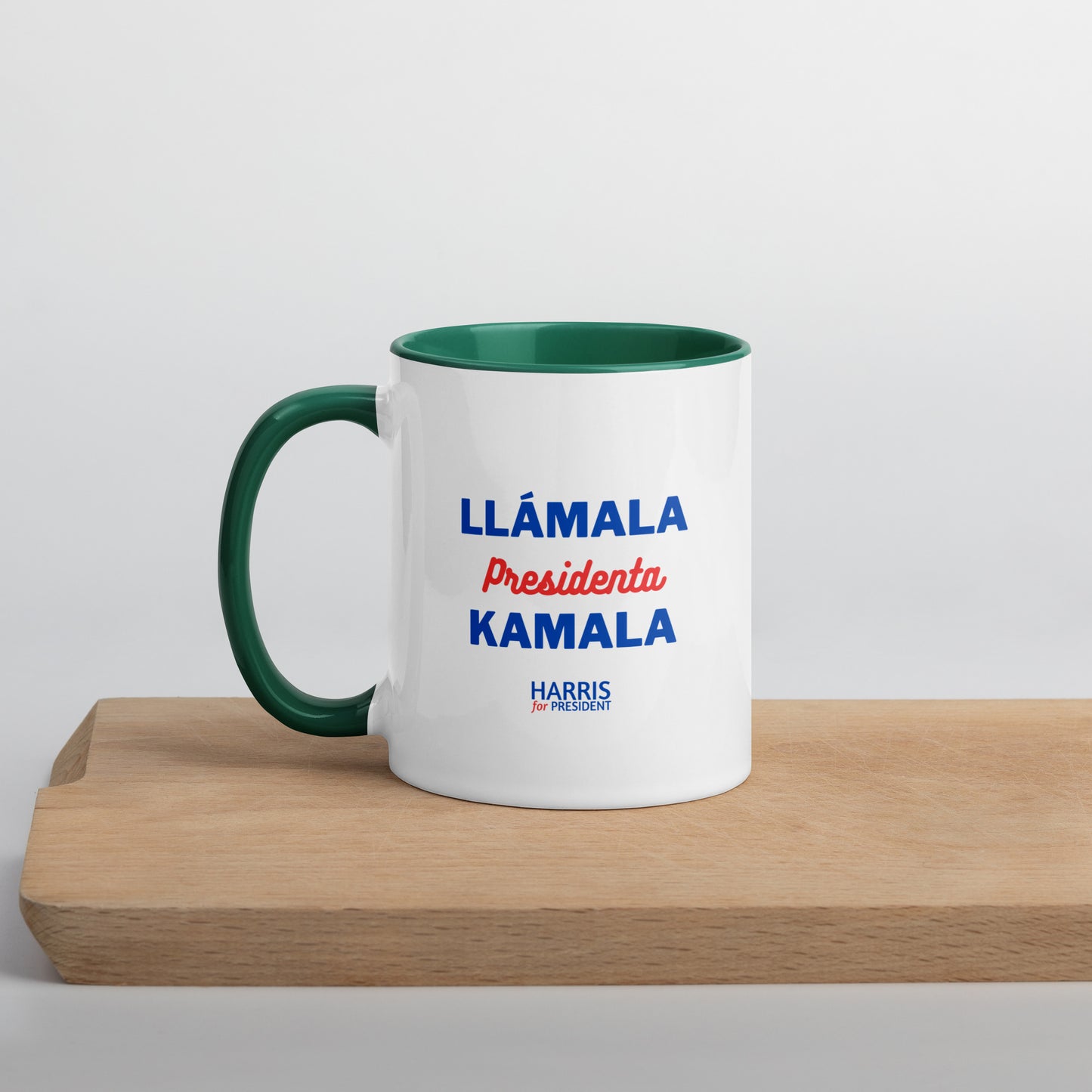 "Llámala Presidenta Kamala" Kamala Harris 2024 President Mug with Colorful Interior - White Ceramic Coffee Mug Dishwasher and Microwave Safe