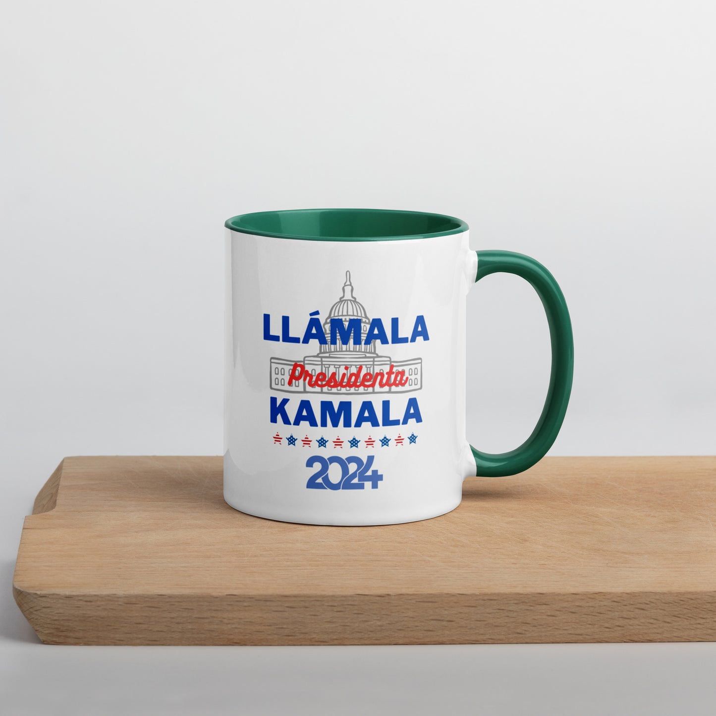 "Llámala Presidenta Kamala" White House 2024 Kamala Harris 2024 President Mug with Colorful Interior - White Ceramic Coffee Mug Dishwasher and Microwave Safe