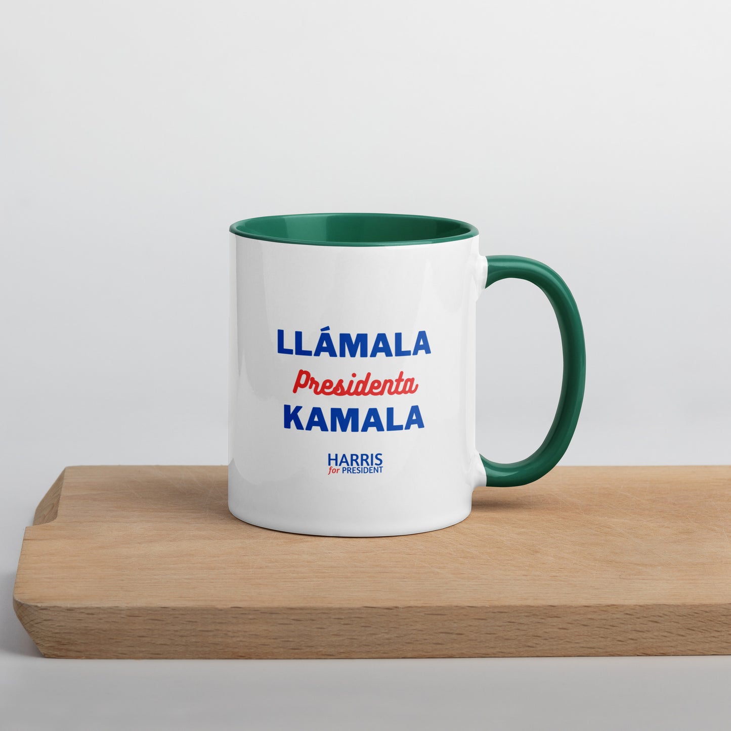 "Llámala Presidenta Kamala" Kamala Harris 2024 President Mug with Colorful Interior - White Ceramic Coffee Mug Dishwasher and Microwave Safe