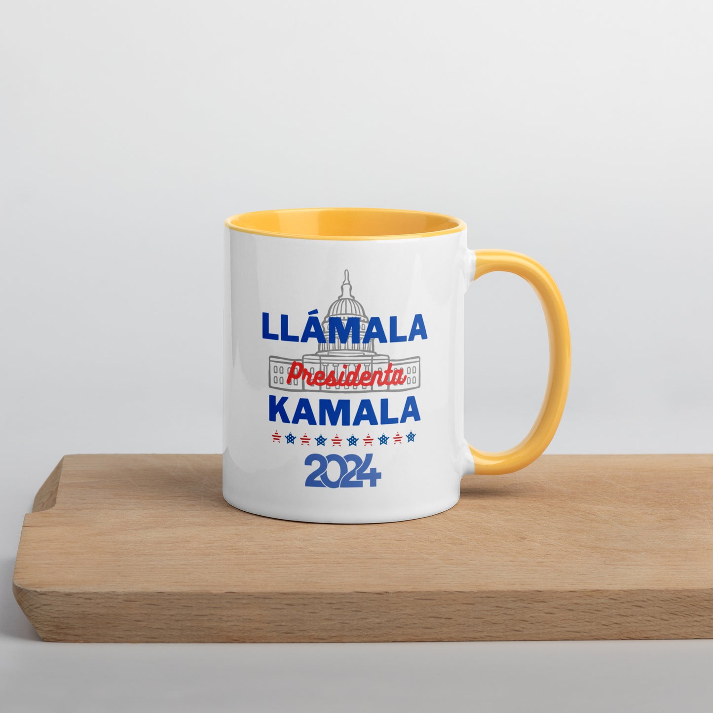 "Llámala Presidenta Kamala" White House 2024 Kamala Harris 2024 President Mug with Colorful Interior - White Ceramic Coffee Mug Dishwasher and Microwave Safe