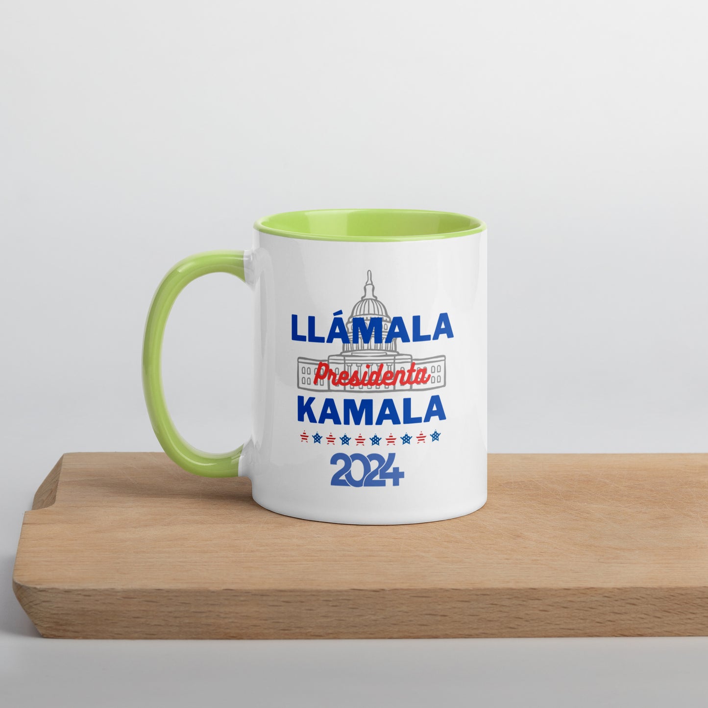 "Llámala Presidenta Kamala" White House 2024 Kamala Harris 2024 President Mug with Colorful Interior - White Ceramic Coffee Mug Dishwasher and Microwave Safe