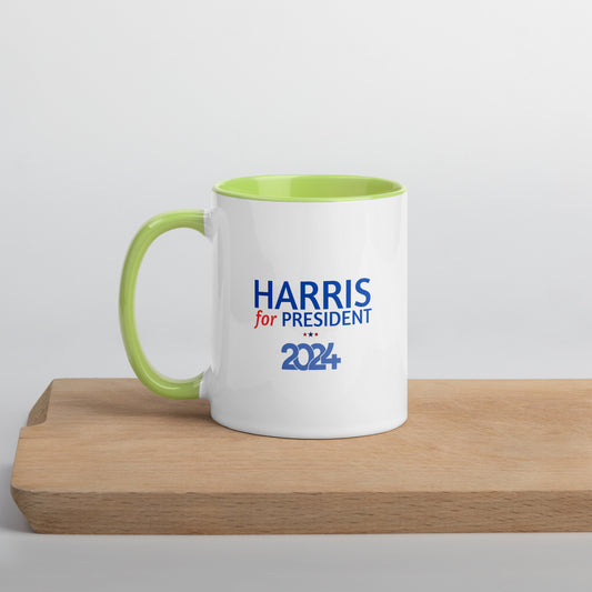 Kamala Harris for President 2024 Mug with Colorful Interior - White Ceramic Coffee Mug