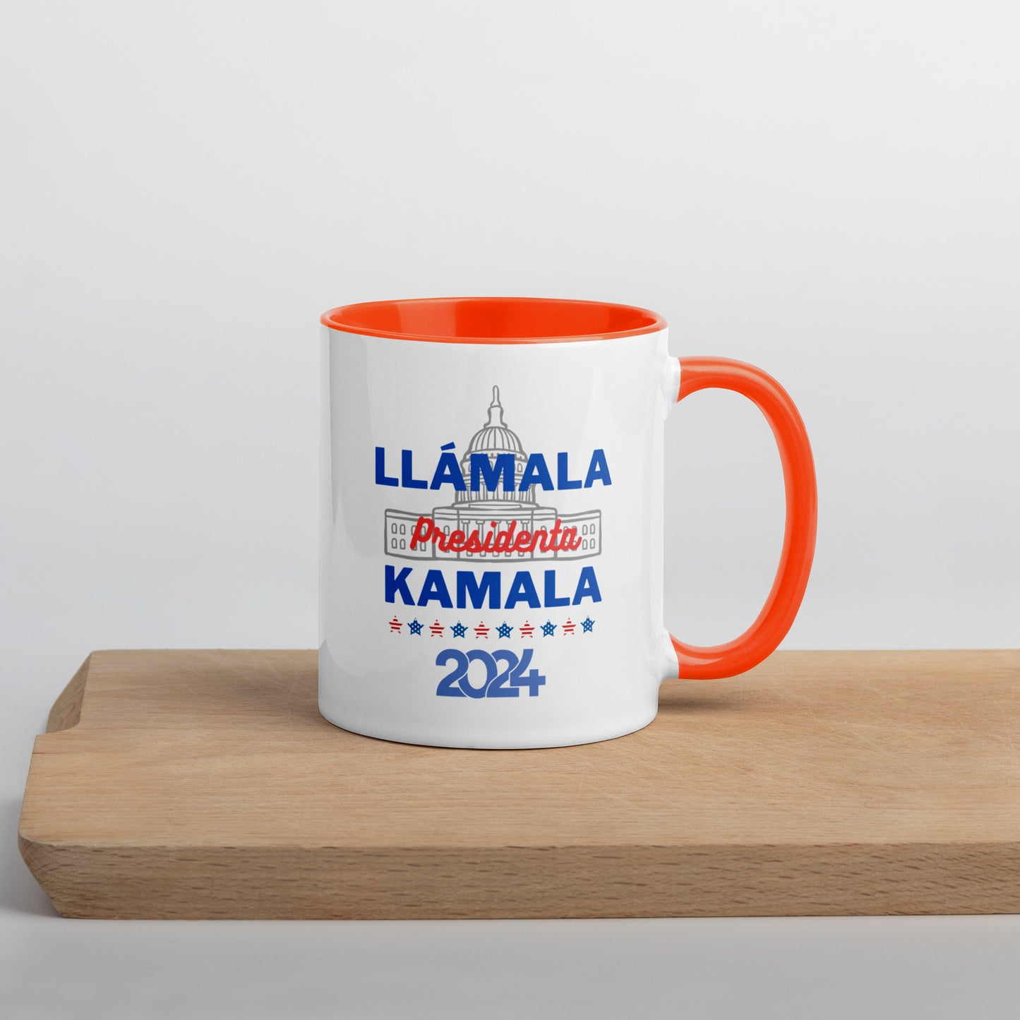 "Llámala Presidenta Kamala" White House 2024 Kamala Harris 2024 President Mug with Colorful Interior - White Ceramic Coffee Mug Dishwasher and Microwave Safe