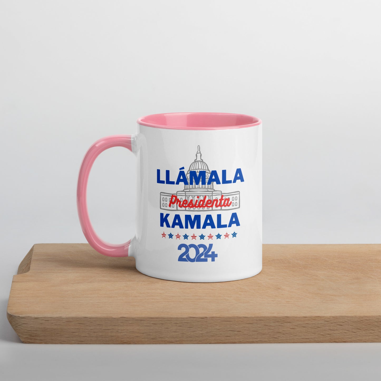 "Llámala Presidenta Kamala" White House 2024 Kamala Harris 2024 President Mug with Colorful Interior - White Ceramic Coffee Mug Dishwasher and Microwave Safe