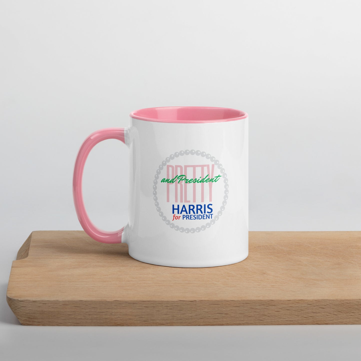 "Pretty and President" with Pearls - Mug with Color Inside