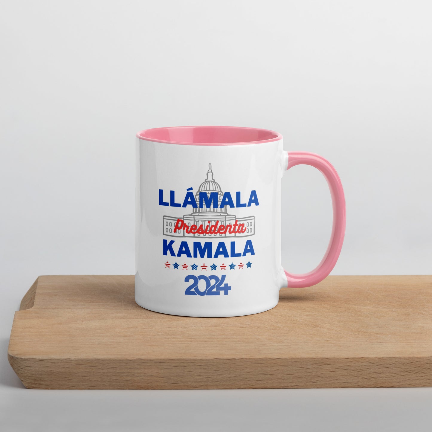 "Llámala Presidenta Kamala" White House 2024 Kamala Harris 2024 President Mug with Colorful Interior - White Ceramic Coffee Mug Dishwasher and Microwave Safe