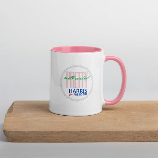 "Pretty and President" with Pearls - Mug with Color Inside