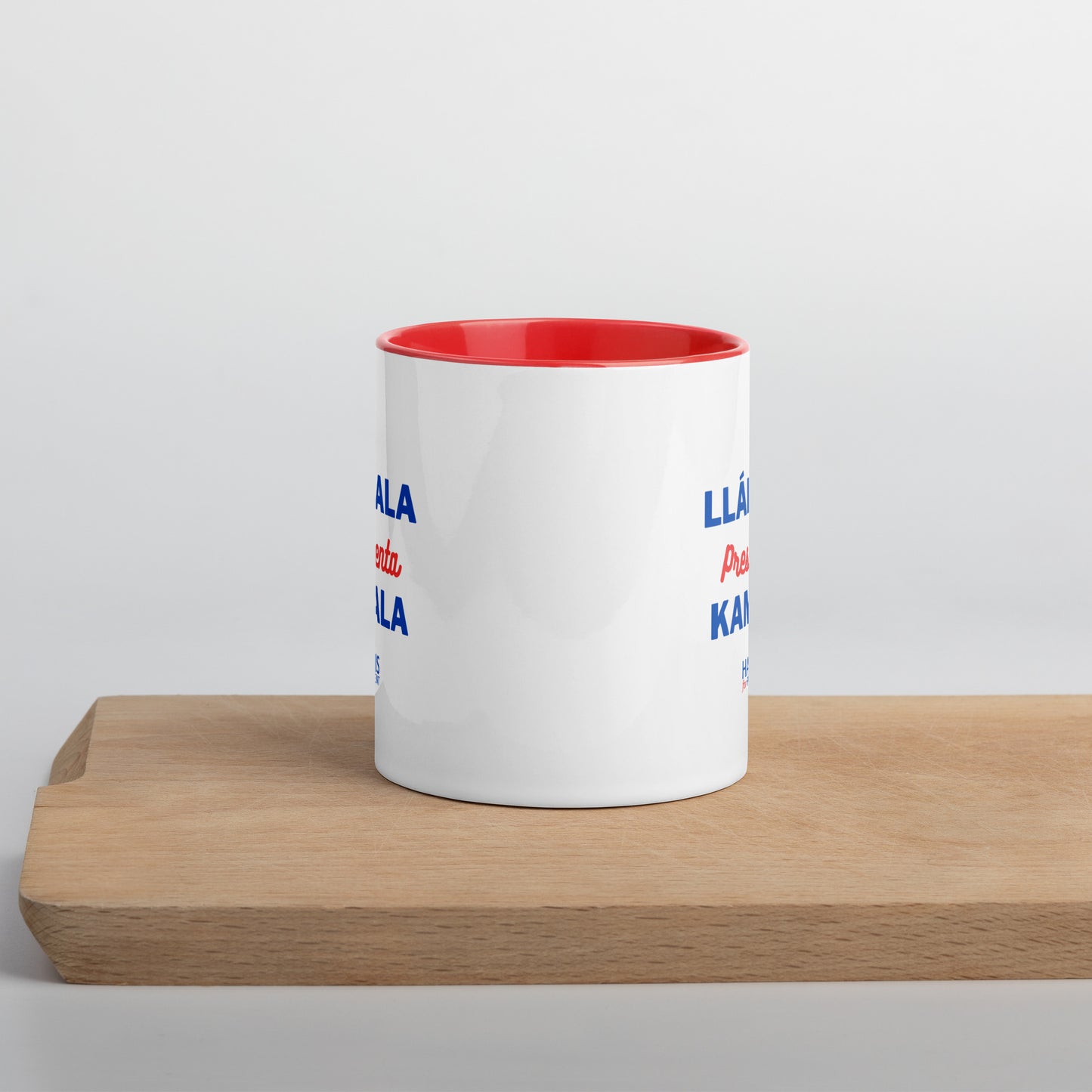 "Llámala Presidenta Kamala" Kamala Harris 2024 President Mug with Colorful Interior - White Ceramic Coffee Mug Dishwasher and Microwave Safe