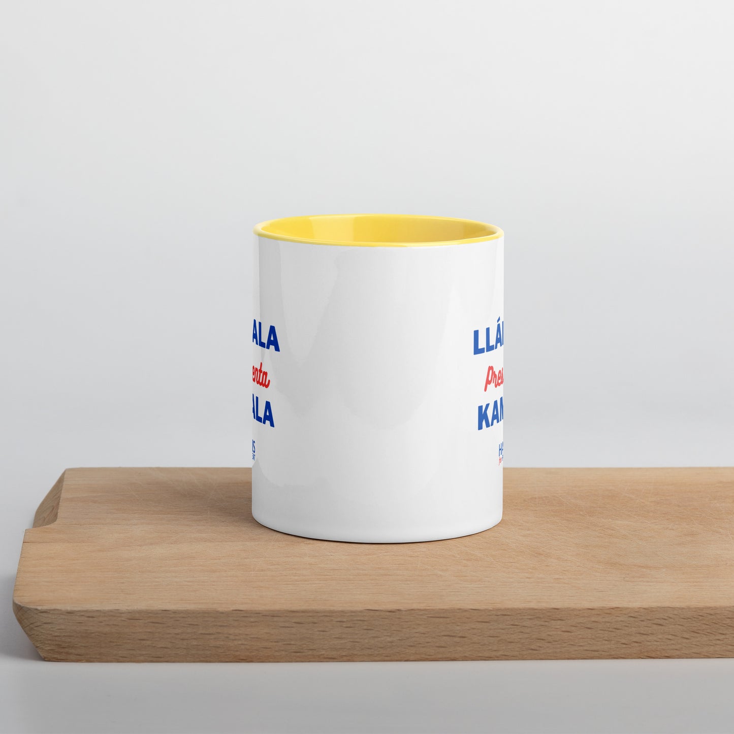 "Llámala Presidenta Kamala" Kamala Harris 2024 President Mug with Colorful Interior - White Ceramic Coffee Mug Dishwasher and Microwave Safe