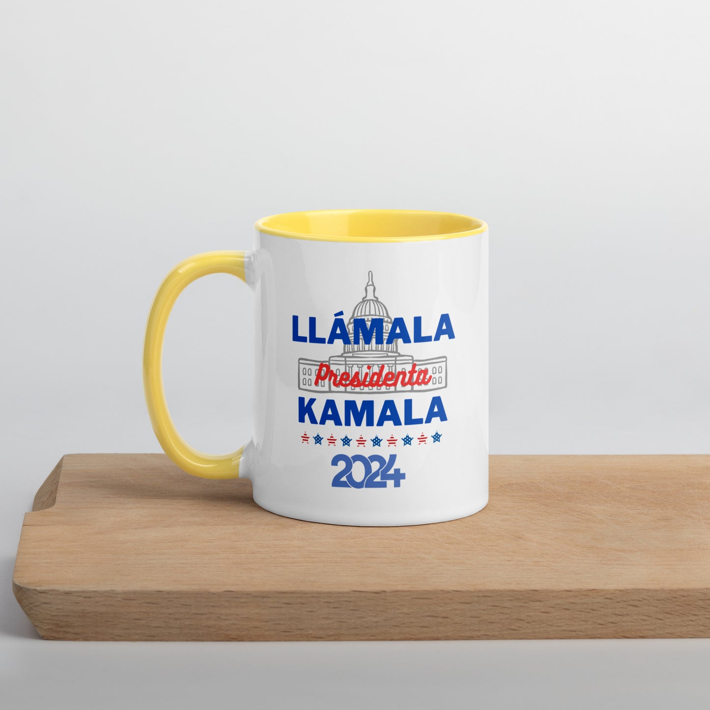 "Llámala Presidenta Kamala" White House 2024 Kamala Harris 2024 President Mug with Colorful Interior - White Ceramic Coffee Mug Dishwasher and Microwave Safe